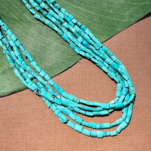 Turquoise Organic Chiclet Bead - 1 Strand