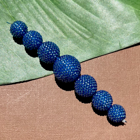Denim Beaded Beads  - 7 Pieces