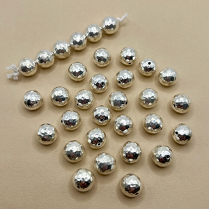 Hill Tribe Fine Silver 14mm Hammered Round Bead