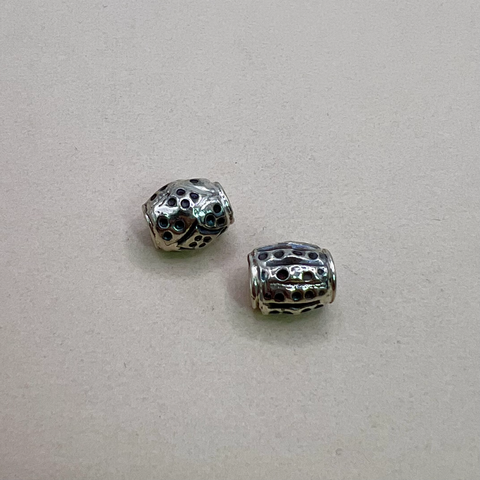Nepal Sterling Silver Large Hole Cylinder Beads