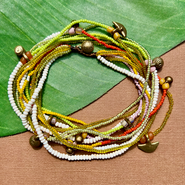 Short Akha Necklaces - Pink, Green, & Orange