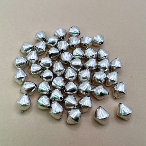 Silver Plated Bi-Cone Beads - 1 Piece