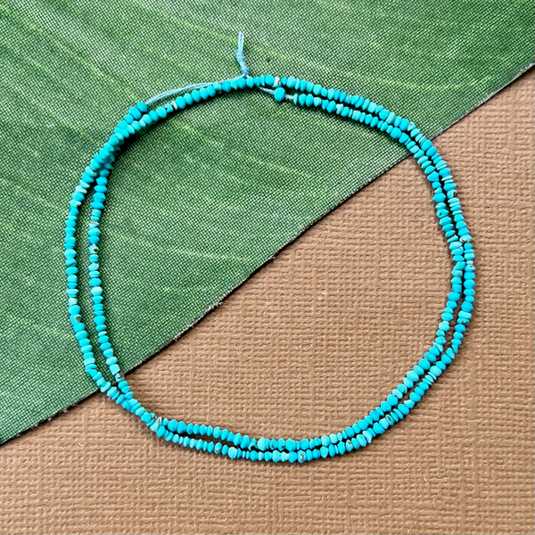 Blue Turquoise Tiny Saucer Beads - 1 Strand