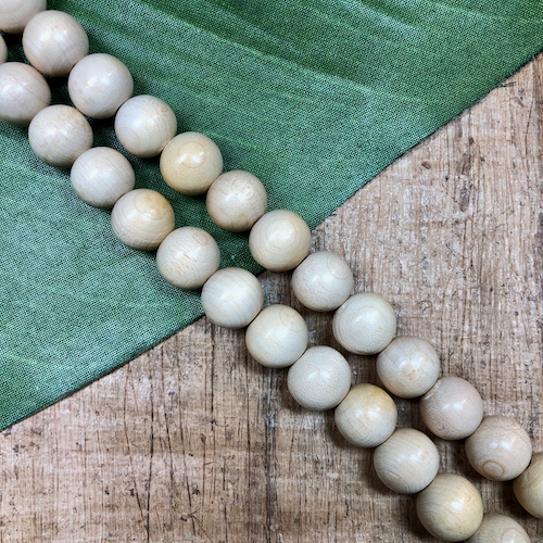 Round Cream Wood Beads - 100 Pieces