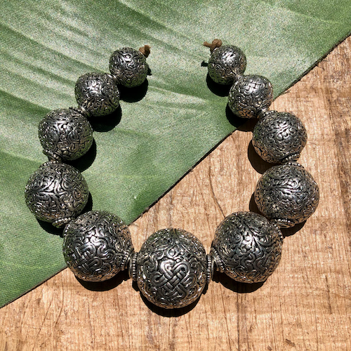 Silver Plated Hand Carved Nepalese Beads