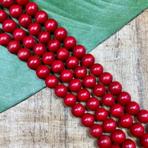 Round Red Wood Beads - 100 Pieces