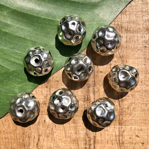 Silver Plated Golf Ball Beads - 1 Piece