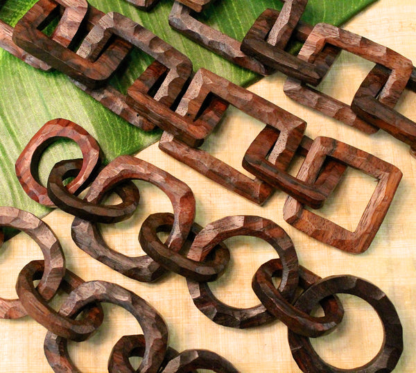 Painted Hand Carved Wood Chain
