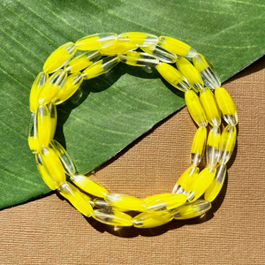 Yellow & Clear Tapered 4 Sided Tube Beads - 40 Pieces