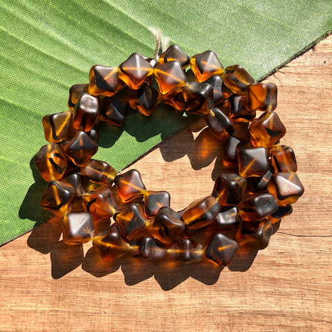Amber and Brown Cube Beads - 50 Pieces