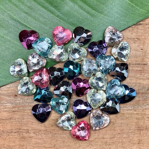 Colorful Crystal Hearts - 15 Pieces