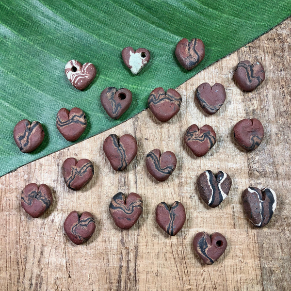 Terra Cotta Ceramic Hearts - 22 Pieces