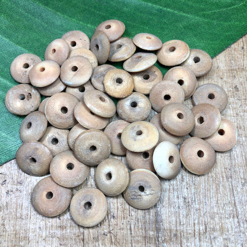Light Wood Disc Beads - 45 Pieces