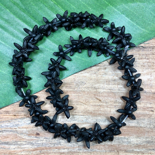 Small Black Lucite Flowers - 100 Pieces