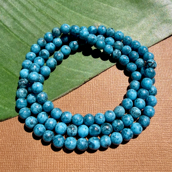 Picasso Blue 6mm Round Beads - 100 Pieces