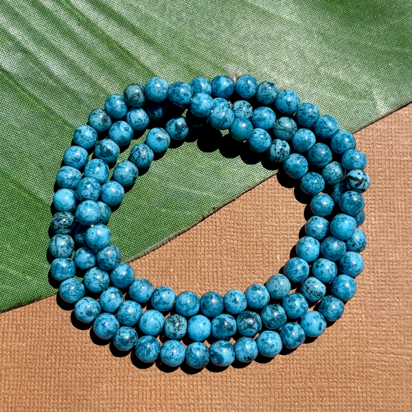 Picasso Blue 6mm Round Beads - 100 Pieces