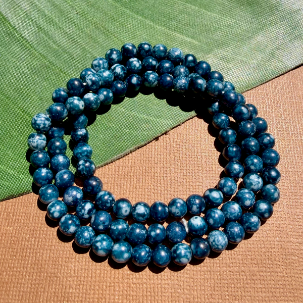 Picasso Dark Blue 6mm Round Beads - 100 Pieces
