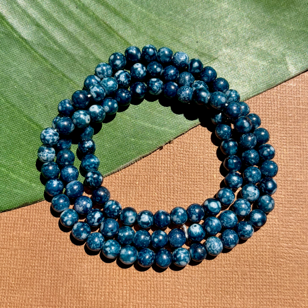 Picasso Dark Blue 6mm Round Beads - 100 Pieces