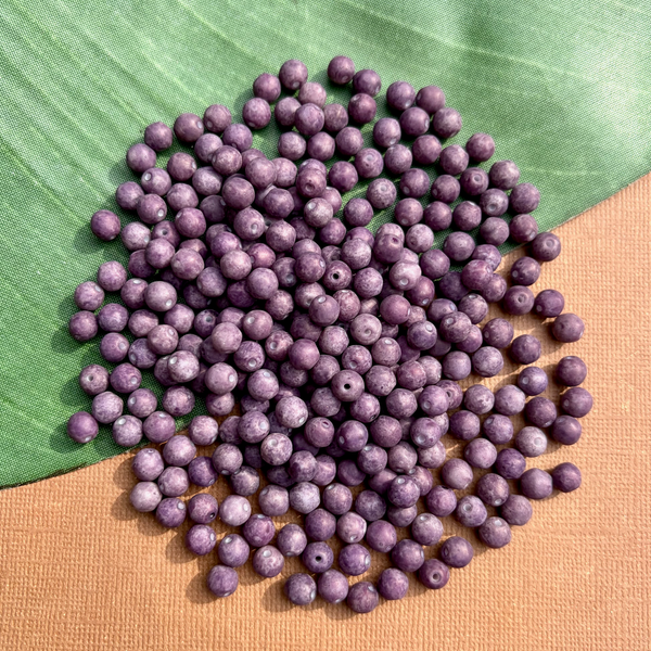 Picasso Matte Purple 6mm Round Beads - 100 Pieces
