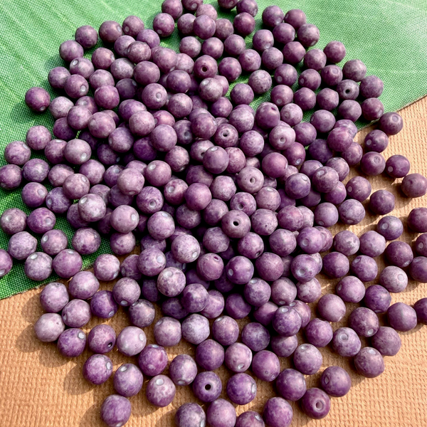 Picasso Matte Purple 6mm Round Beads - 100 Pieces
