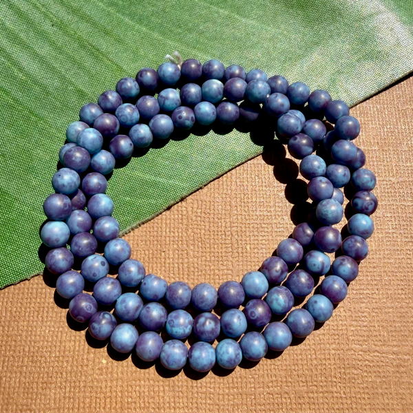 Picasso Matte Blue & Purple Mix 6mm Round Beads - 100 Pieces