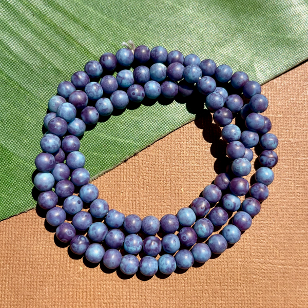 Picasso Matte Blue & Purple Mix 6mm Round Beads - 100 Pieces