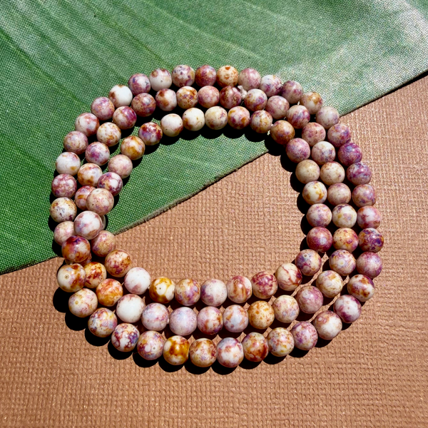 Picasso Pink, White Yellow 6mm Round Beads - 100 Pieces