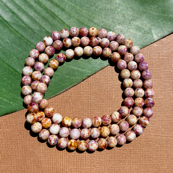 Picasso Pink, White Yellow 6mm Round Beads - 100 Pieces