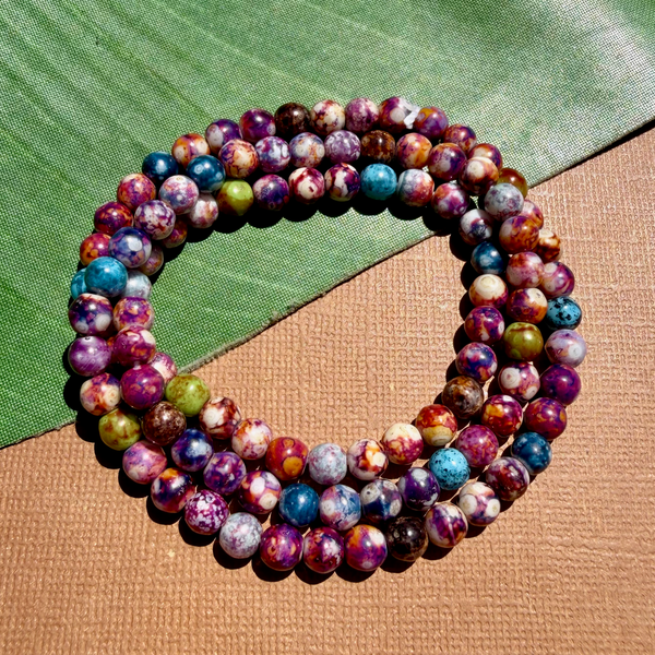 Picasso Rainbow 6mm Round Beads - 100 Pieces
