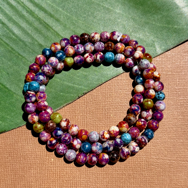 Picasso Rainbow 6mm Round Beads - 100 Pieces