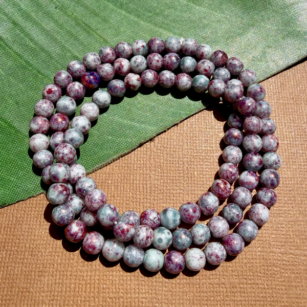 Picasso Red Gray White Mix 6mm Round Beads - 100 Pieces