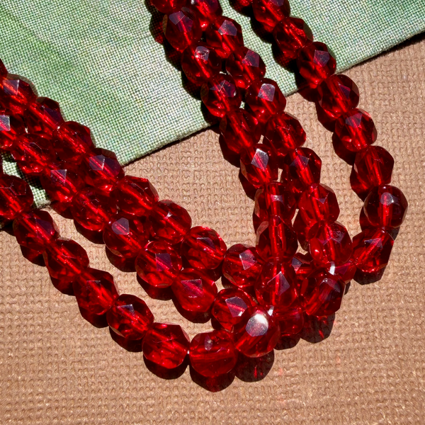 Vintage Fire Polish Crystal 6mm - 100 Pieces