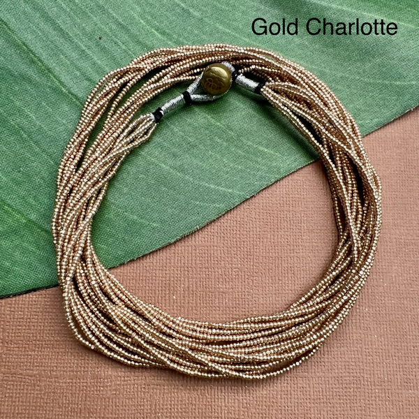 Multi Strand Seed Bead Necklaces - 6 Strand Long