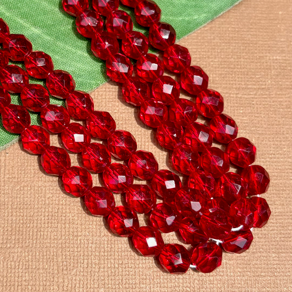 Vintage Fire Polish Crystal 8mm - 100 Pieces