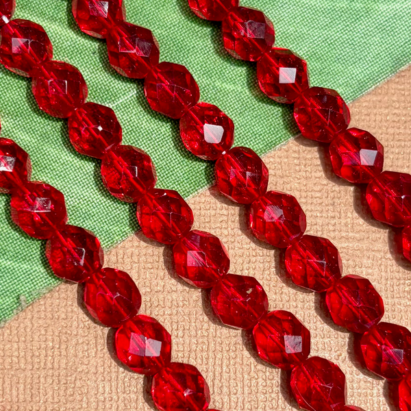 Vintage Fire Polish Crystal 8mm - 100 Pieces