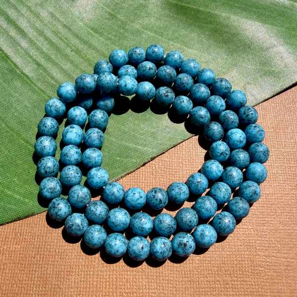 Picasso Blue with Black 8mm Round Beads - 75 Pieces
