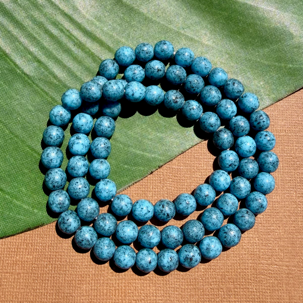 Picasso Blue with Black 8mm Round Beads - 75 Pieces