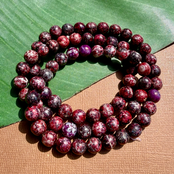 Picasso Burgundy 8mm Round Beads - 75 Pieces