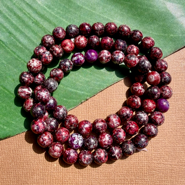 Picasso Burgundy 8mm Round Beads - 75 Pieces