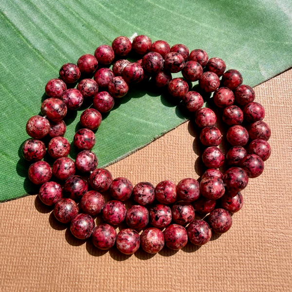 Picasso Red 8mm Round Beads - 75 Pieces