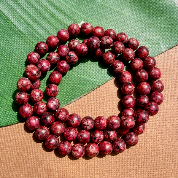 Picasso Red 8mm Round Beads - 75 Pieces