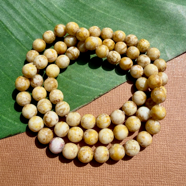 Picasso Yellow 8mm Round Beads - 75 Pieces