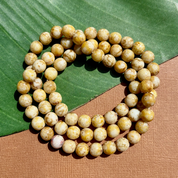 Picasso Yellow 8mm Round Beads - 75 Pieces
