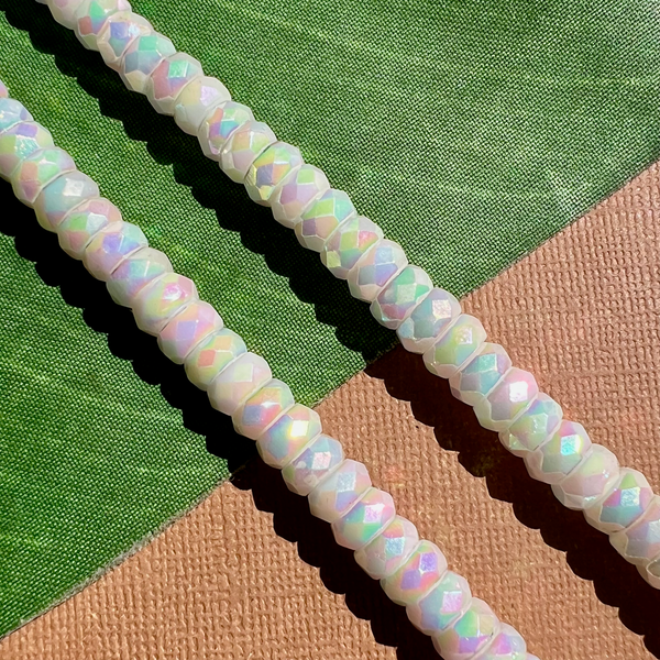 White AB Faceted Rondelle Beads - 125 Pieces