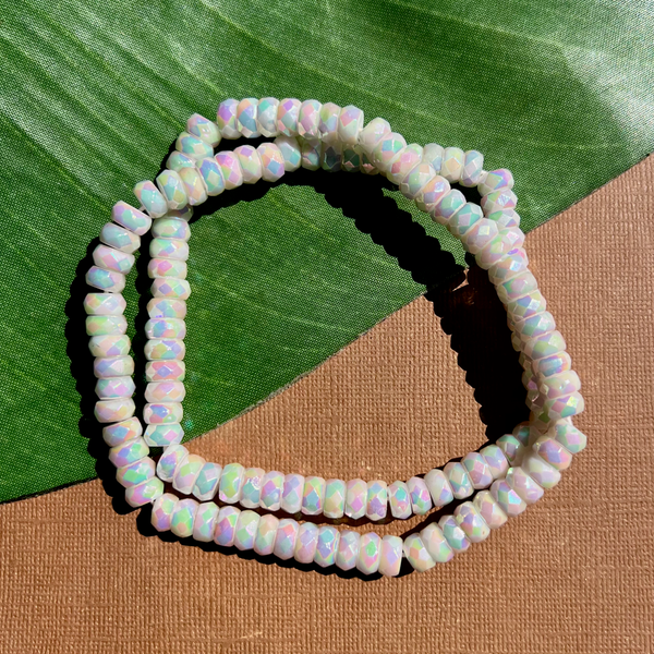 White AB Faceted Rondelle Beads - 125 Pieces