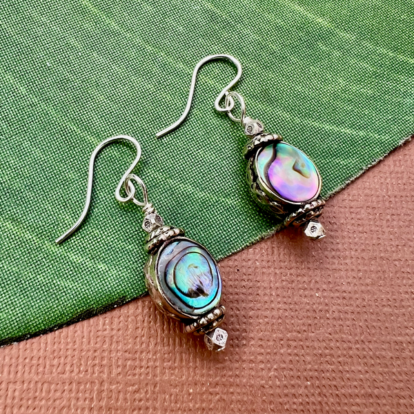 Abalone & White Metal Earrings