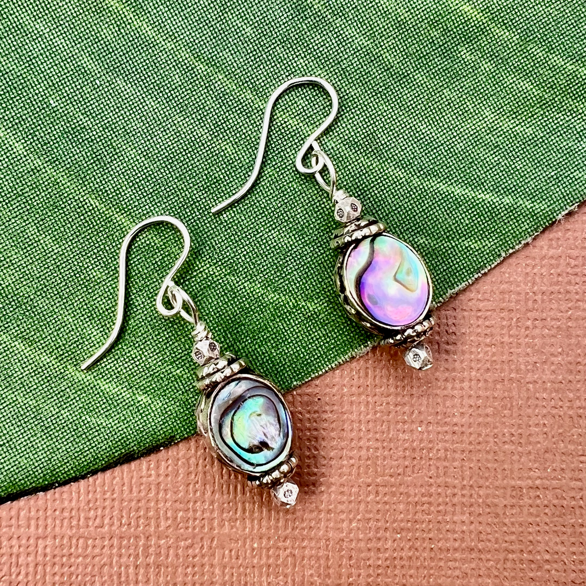 Abalone & White Metal Earrings