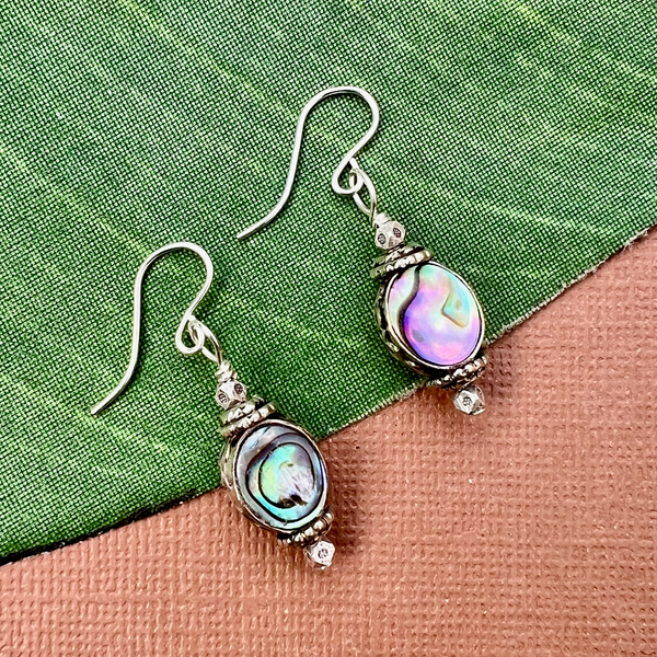 Abalone & White Metal Earrings