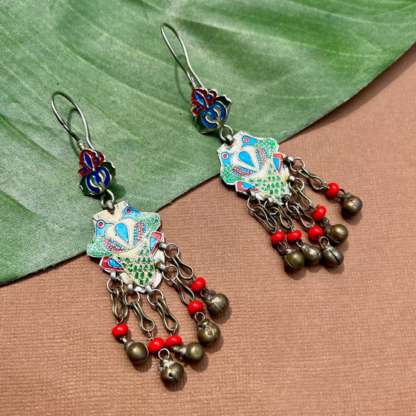 Afghani Earring - Colorful Pair of Birds