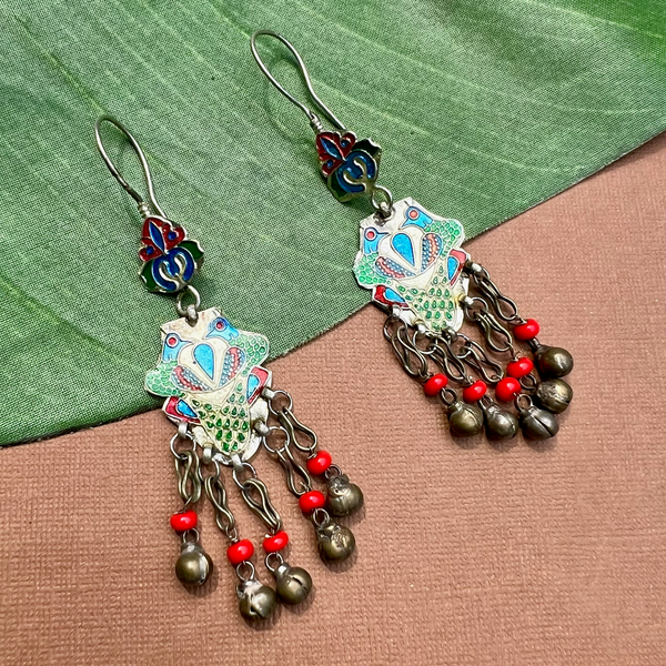 Afghani Earring - Colorful Pair of Birds